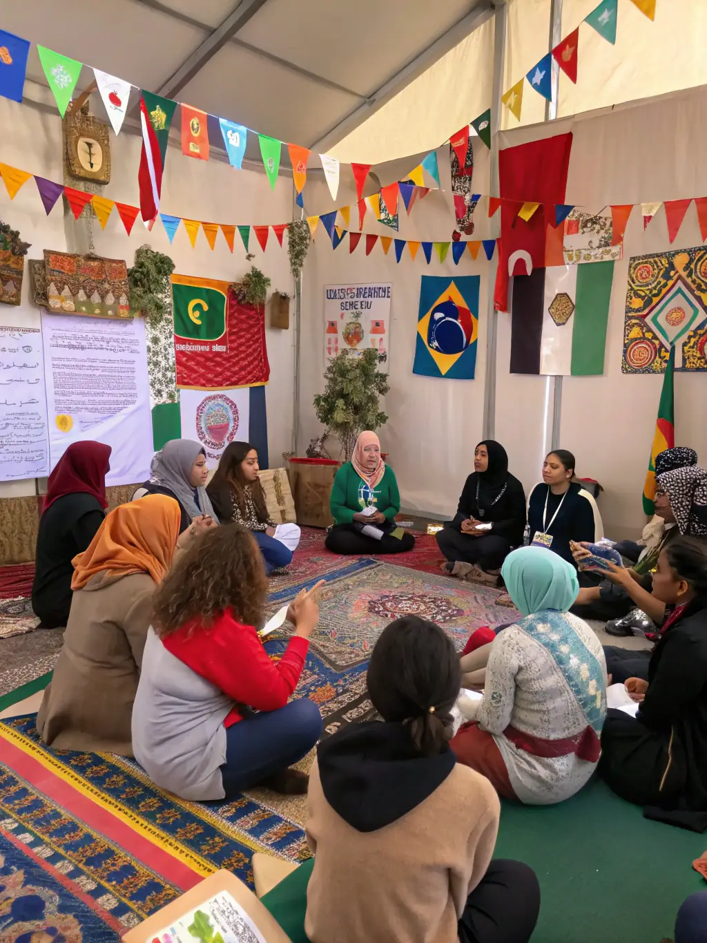 A photograph showcasing a cultural exchange event organized by ROTL, where participants from different countries interact and share their traditions. The image reflects the organization's commitment to fostering global understanding.